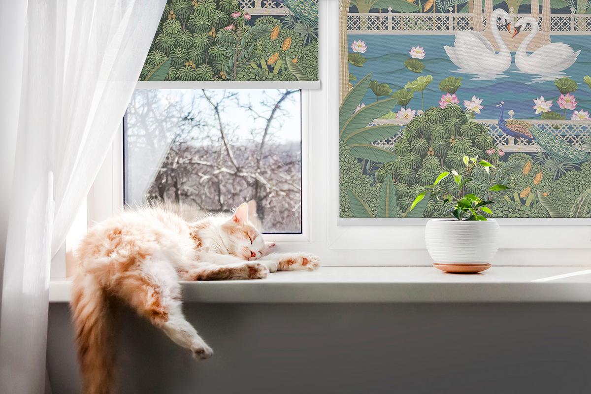 INNENROLLO - Fensterrollo - Rollo - 60x40 cm - Garten - Dunkelblau, Kunststoff (60/140/0.5cm) - TULUP