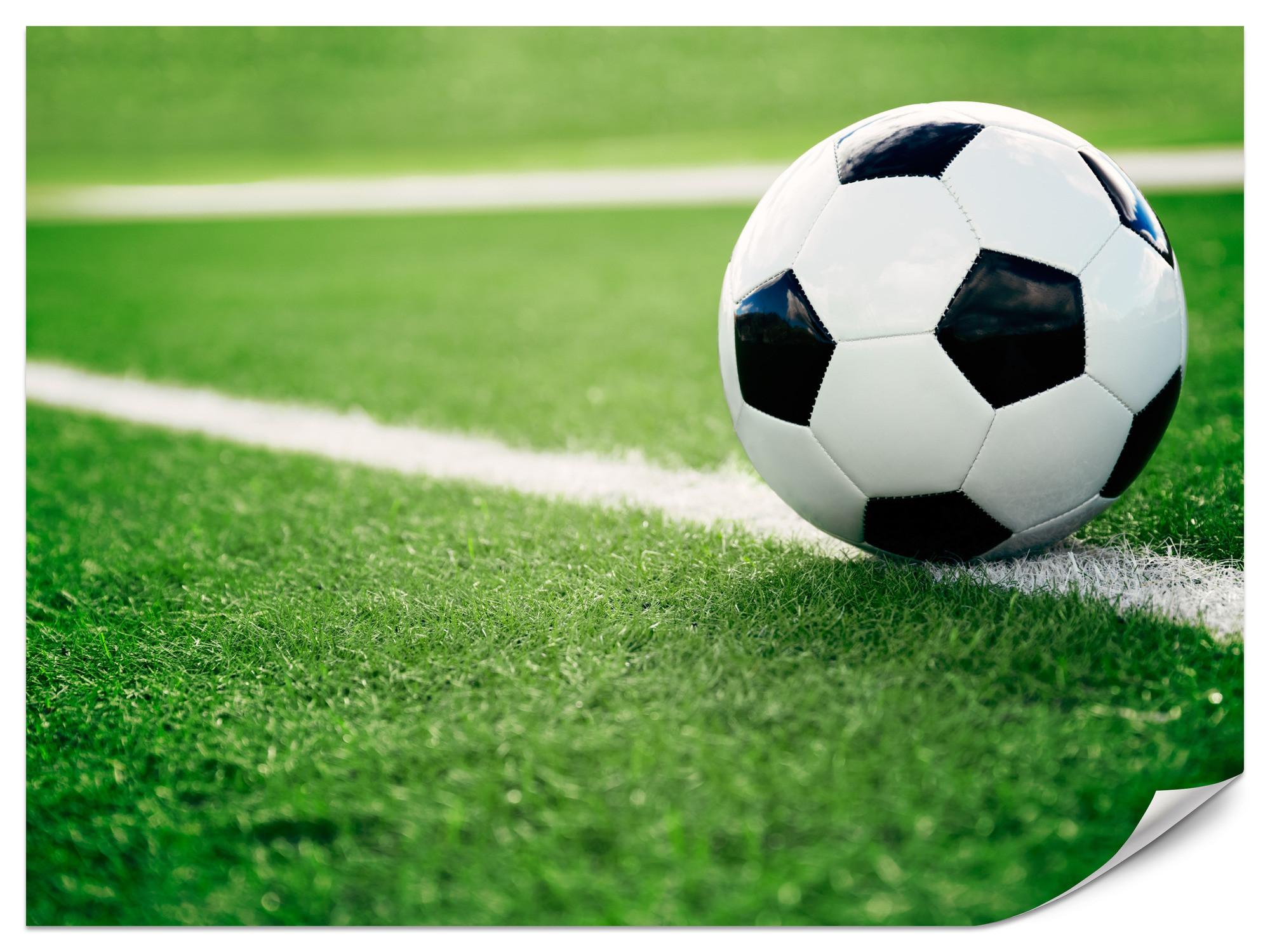 FOTOTAPETE für Jugendzimmer Fußball Grüne Rasen Stadion Sport 150x105 - Schwarz/Weiß, Papier (150/105cm) - Muralo