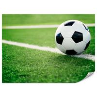 FOTOTAPETE für Jugendzimmer Fußball Grüne Rasen Stadion Sport 150x105 - Schwarz/Weiß, Papier (150/105cm) - Muralo