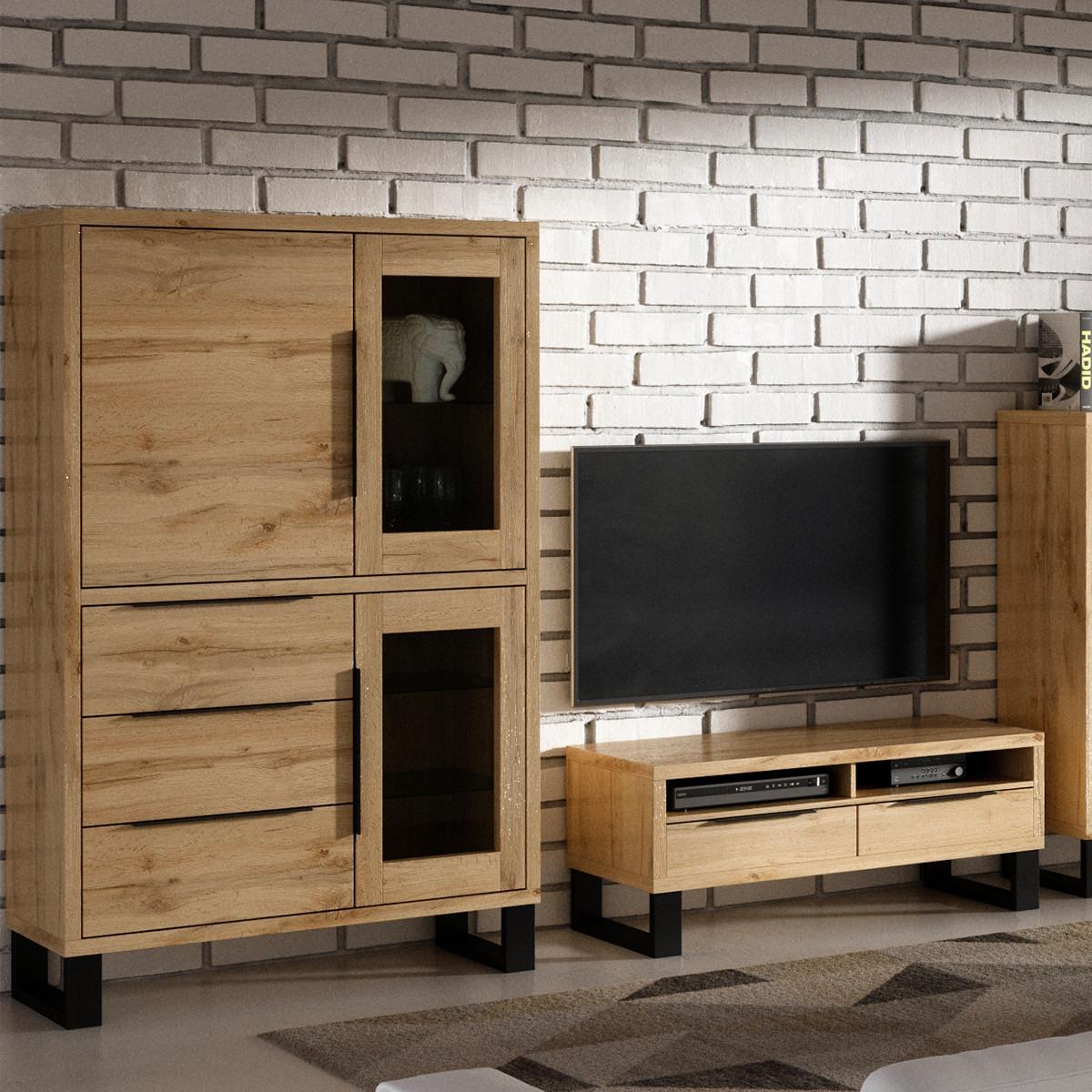 GESCHIRRSCHRANK Eden Holz und Metall - Braun, Holzwerkstoff (120/190/45cm) - Petits-meubles