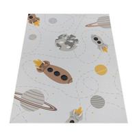 KINDERTEPPICH Waschbar, mit Raketen-Motiv, Creme, 140 x 200 cm - Creme, Textil (200/140cm) - KADIMA DESIGN