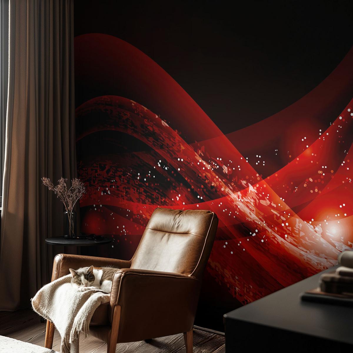 FOTOTAPETE 104x70 cm - Roter Wirbel - Weiß, Textil (104/70cm) - Wallfluent