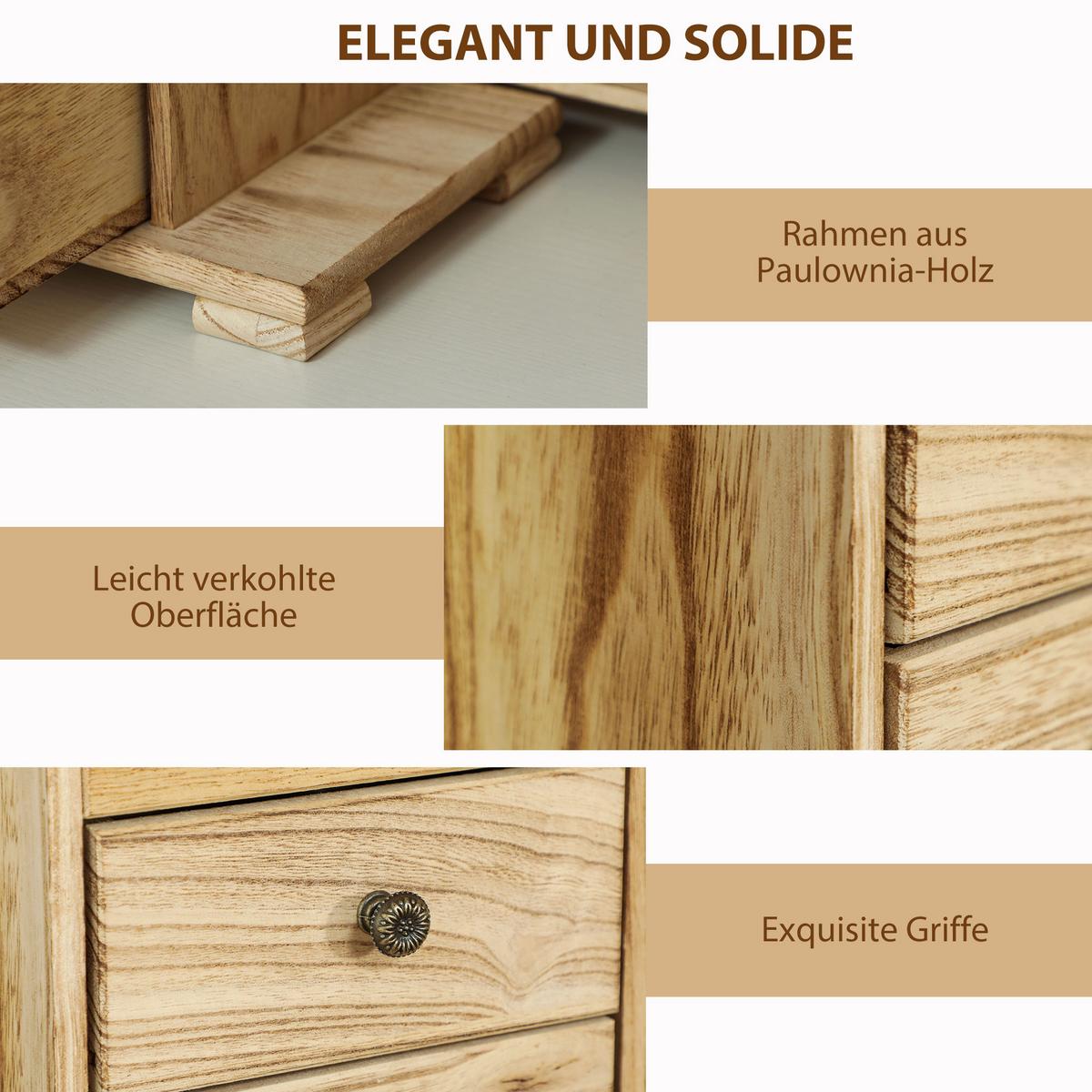 SCHMUCKKÄSTCHEN Schmuckschatulle mit Spiegel, Schubladen, seitlichen Klapptüren - Naturfarben, Holz (16/33.5/26.5cm) - HOMCOM