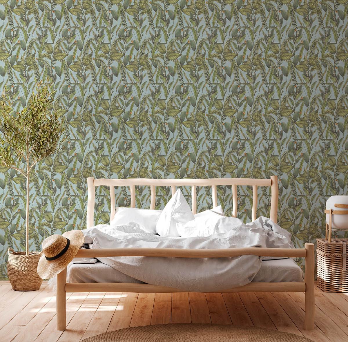 VLIESTAPETE Grün 53/1005 cm - Blau, Textil (53/1cm) - KUNSTLOFT