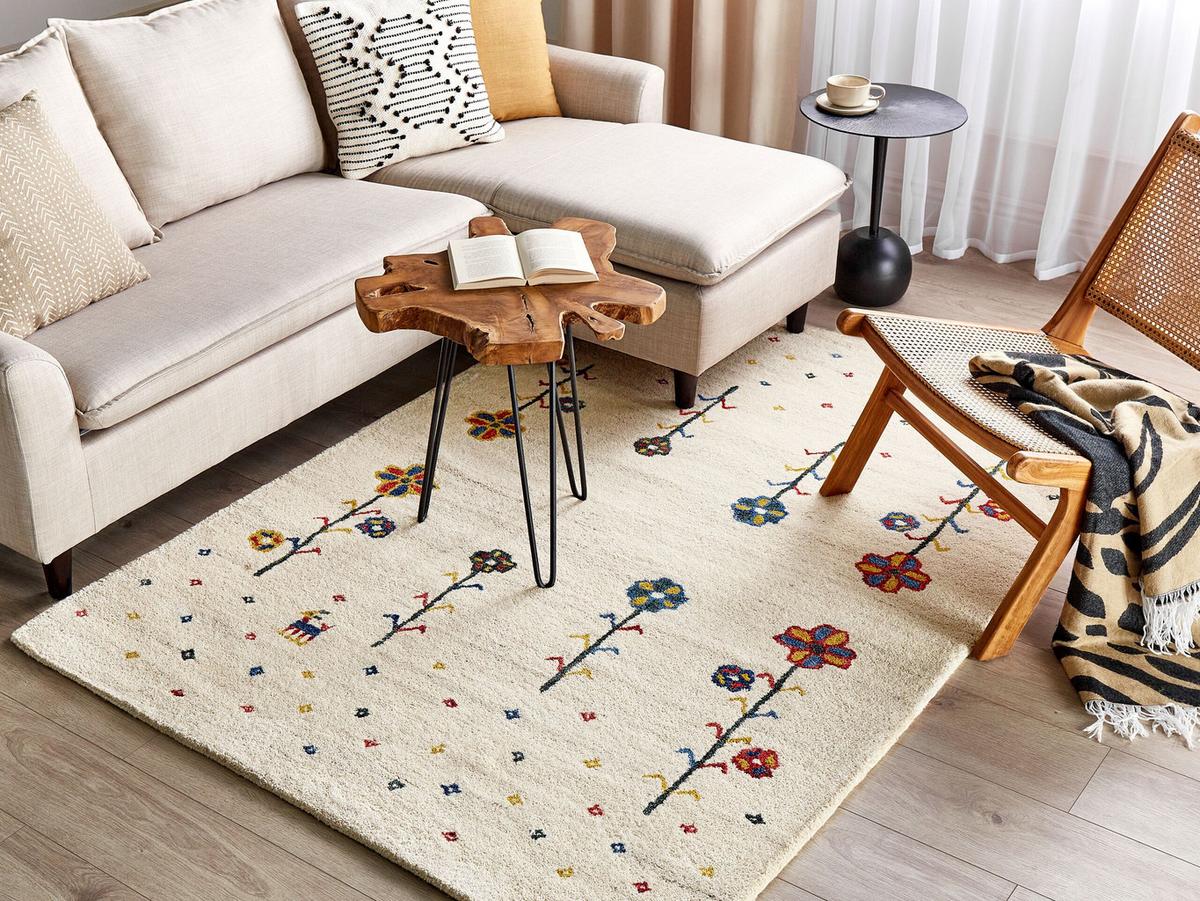 TEPPICH geflochten Husunlu 200/140 cm - Beige, Textil (140/200cm) - Beliani