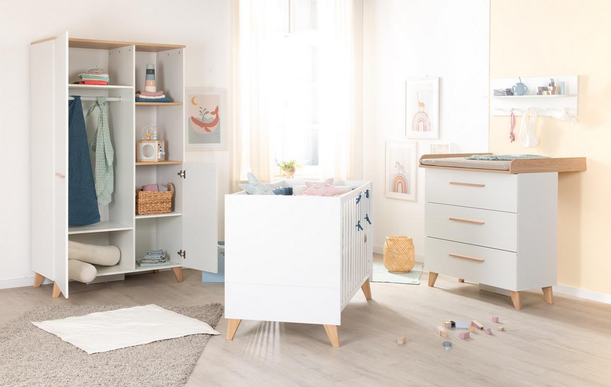 KINDERKLEIDERSCHRANK Leon 2-türig - Honigeiche/Weiß, Holz/Holzwerkstoff (100/180/52cm) - Roba