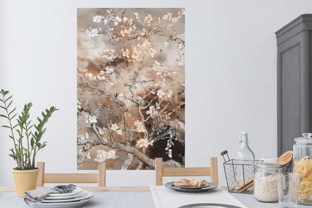 WANDTATTOO Mandelblüte - Kunst - Van Gogh - Beige - Abstrakt Wandaufkleber 80x120 cm - Braun, Kunststoff (80/120cm) - MuchoWow