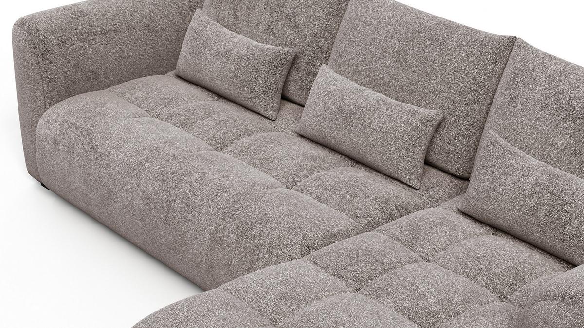 ECKSOFA SORENO 4-Sitzer, dunkelbeige - Beige/Schwarz, Holz/Textil (293/171cm) - Wozimo