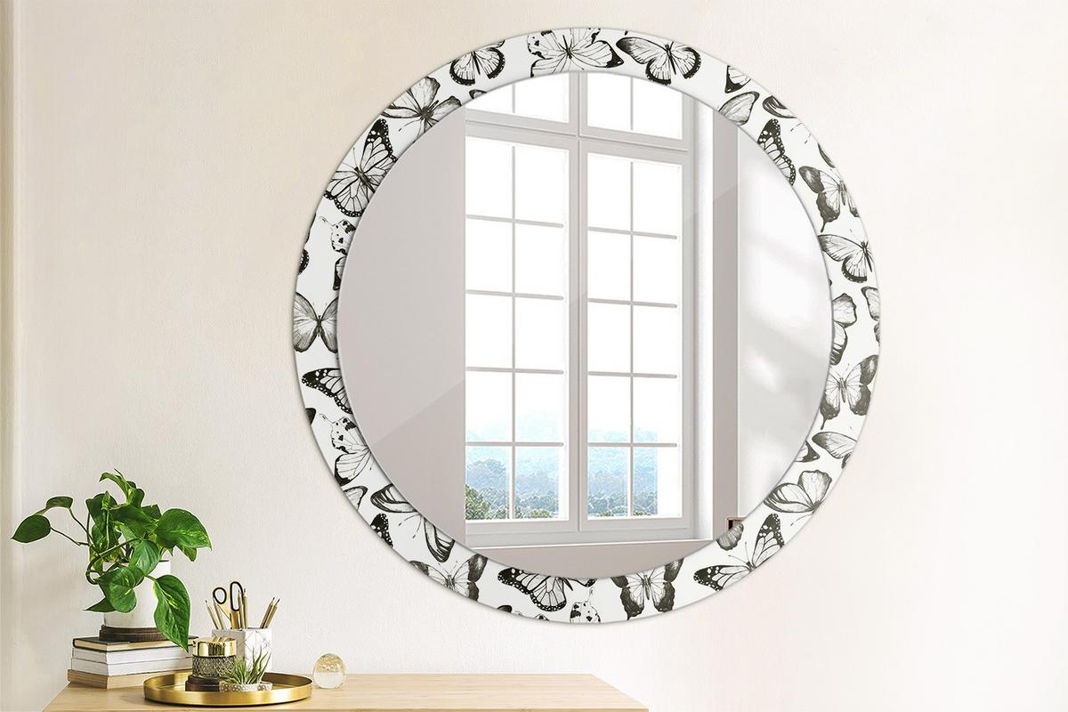 SPIEGEL Rund Ø 90 cm mit Aufdruck - Schwarz, Glas (90/90/0.4cm) - Wallfluent