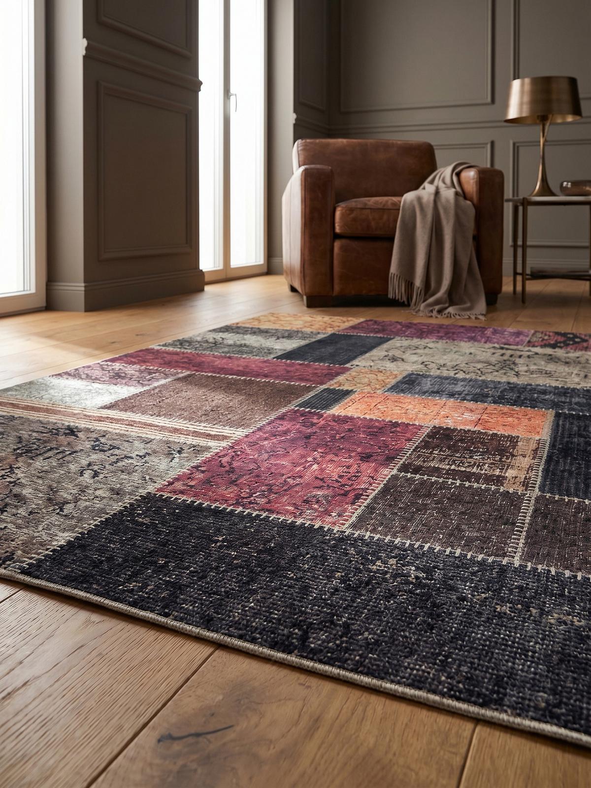 TEPPICH Flachgewebe Waschbar PIZOL in Bunt, im Patchwork-Stil, 140 x 200 cm - Multicolor, Textil (200/140cm) - KADIMA DESIGN