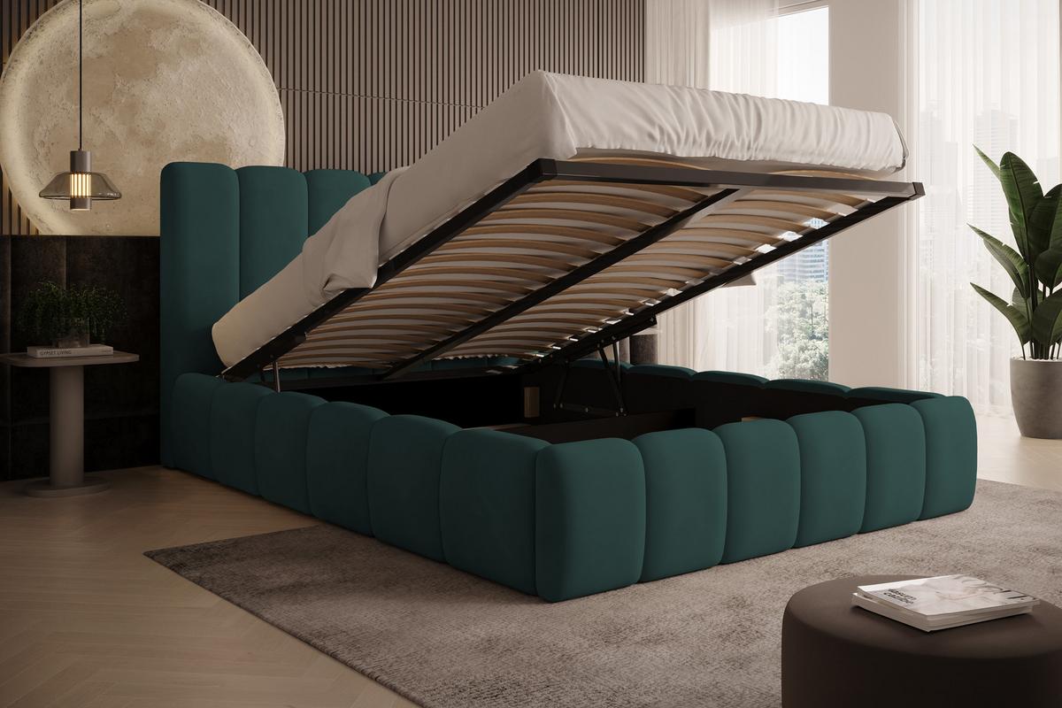 POLSTERBETT Vilo 180x200 mit Bettkasten und Stabilem Metallgestell - Türkis, Textil (180/200cm) - Storez24