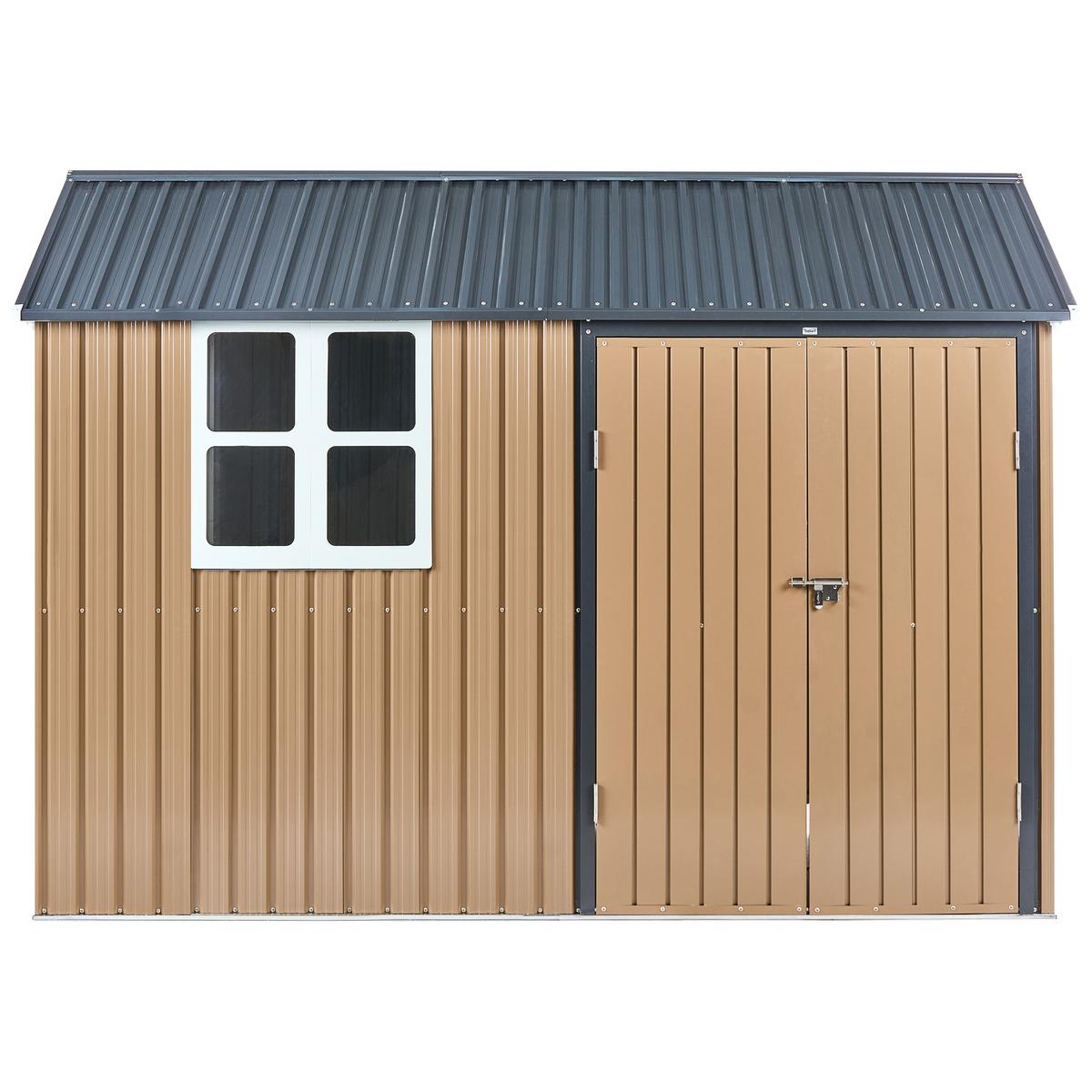 GERÄTEHAUS 313 cm 220 cm Braun Nocciano - Dunkelgrau/Braun, Metall (313/218/220cm) - Beliani