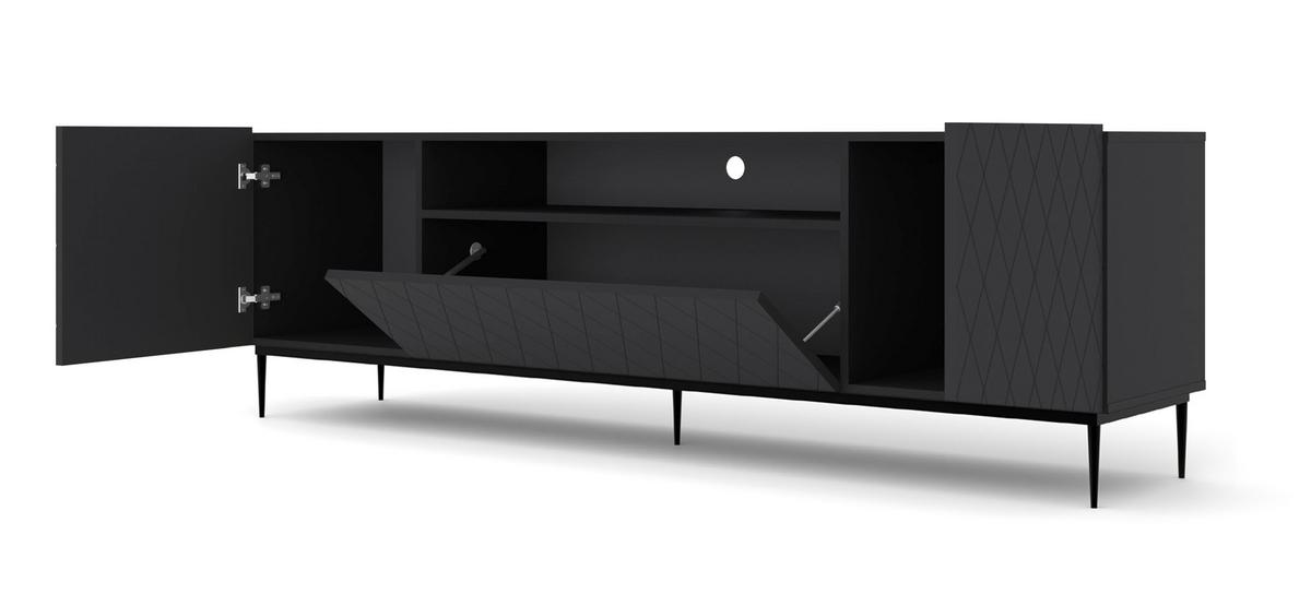 TV LOWBOARD Schwarz, Schwarz 193/60/40 - Schwarz, Holzwerkstoff (193/60/40cm) - RAUMHIRSCH FURNITURE