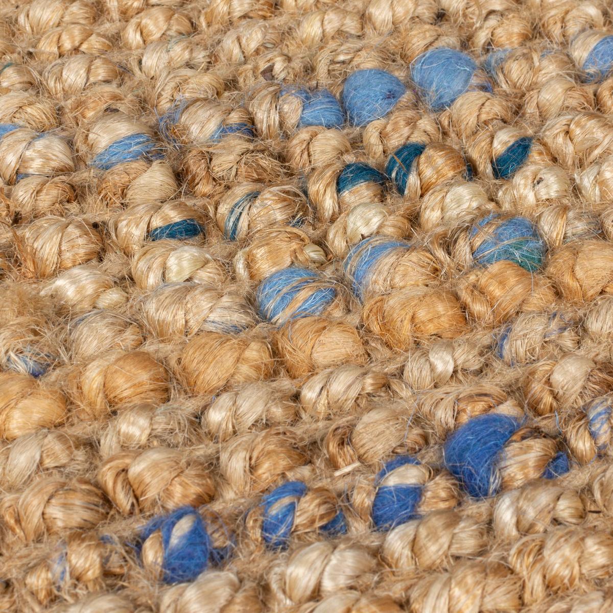 JUTETEPPICH handgewebt ERME, in Naturjute, Natur-Blau, 200 x 290 cm - Beige, Textil (290/200cm) - KADIMA DESIGN
