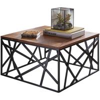 COUCHTISCH Quadratisch in Braun-Schwarz, Massivholz-Metall, 60x35x60 cm, Industrial Style - Schwarz/Braun, Holz/Metall (60/60/35cm) - KADIMA DESIGN