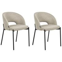 ESSZIMMERSTUHL 2er-Set Beige Penny - Sandfarben/Schwarz, Textil (46/76/50cm) - Beliani
