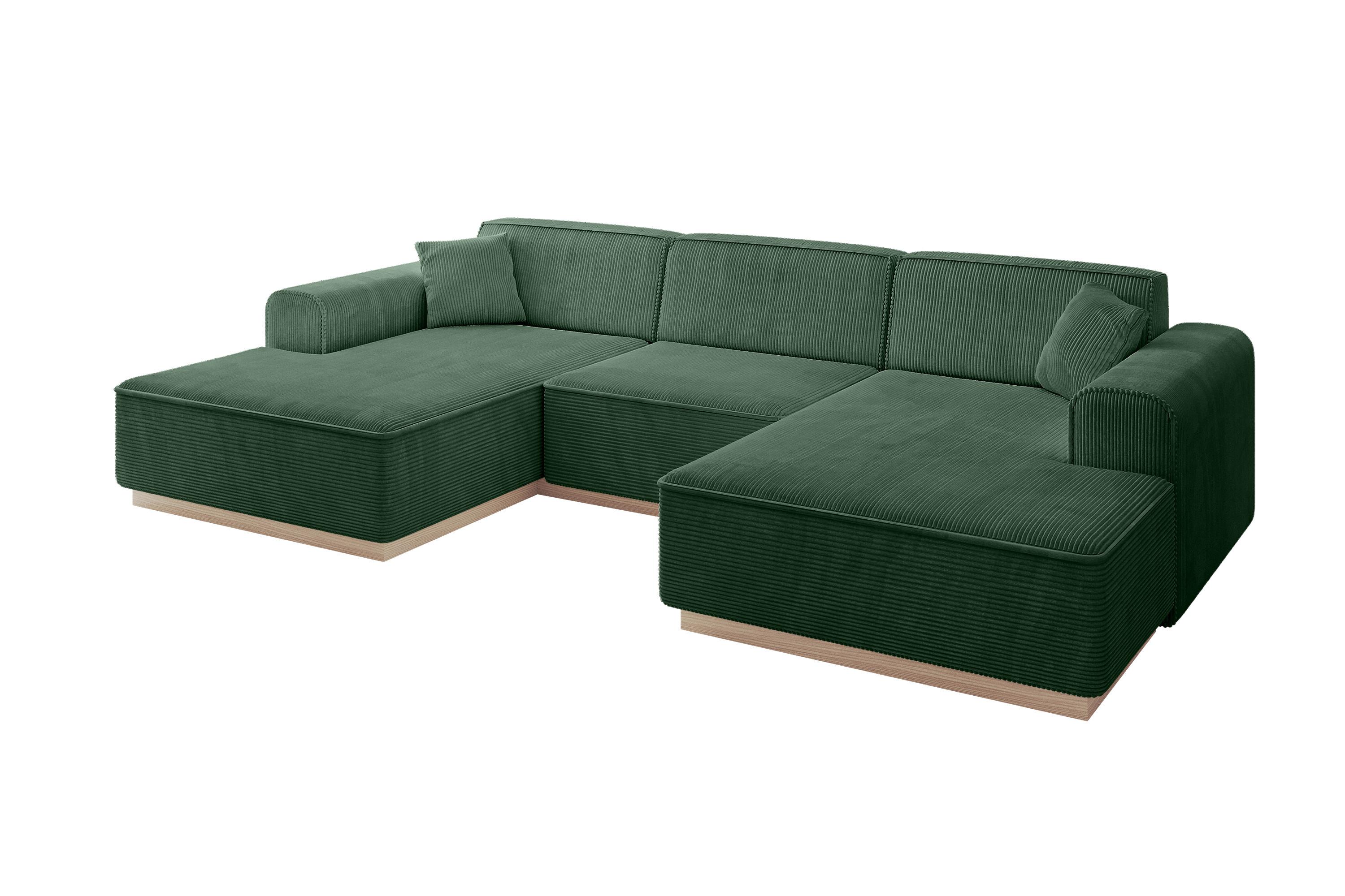WOHNLANDSCHAFT IREA-U1 - 301x165x80 cm Grün - Currygelb, Holzwerkstoff/Textil (301/80/165cm) - ALTDECOR