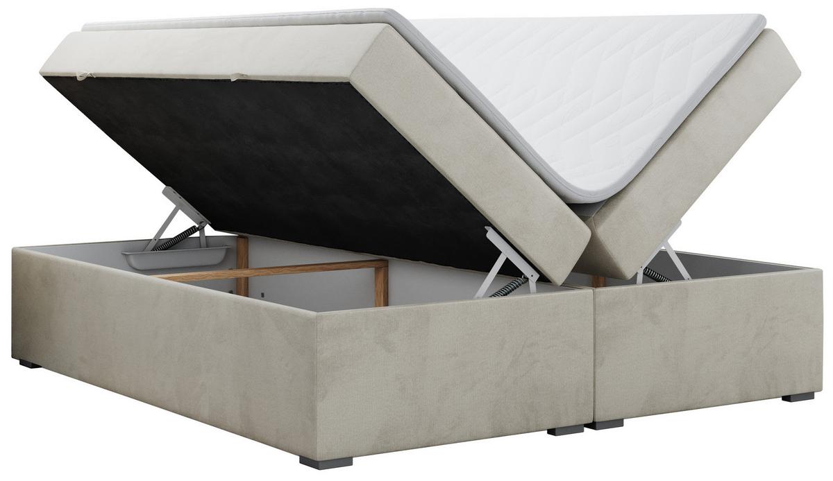 BOXBETT BESS 200/200 Beige Velvet - H3 - Beige, Holz/Textil (200/200cm) - MKS