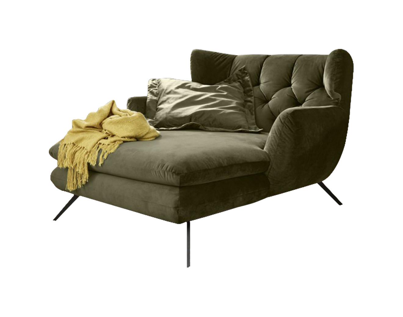 LONGSEAT CHAMRE Dunkelgrün Velvet - Dunkelgrün/Schwarz, Textil/Metall (130/95/160cm) - KAWOLA