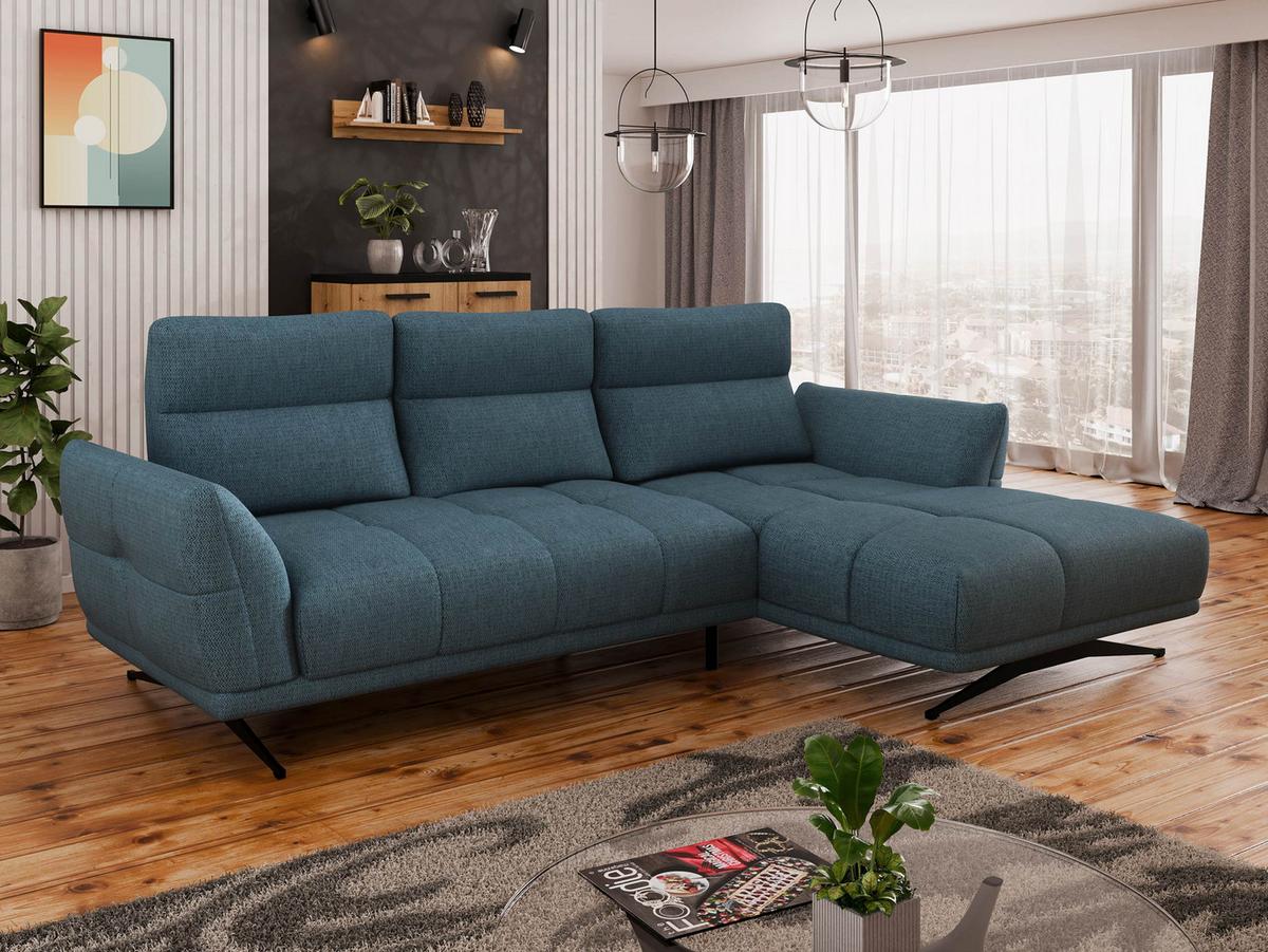 ECKSOFA Giovanni Z LCH, Seite: Rechts 2R-LC - Schwarz/Dunkelblau, Holz/Textil (298/195cm) - MIRJAN24