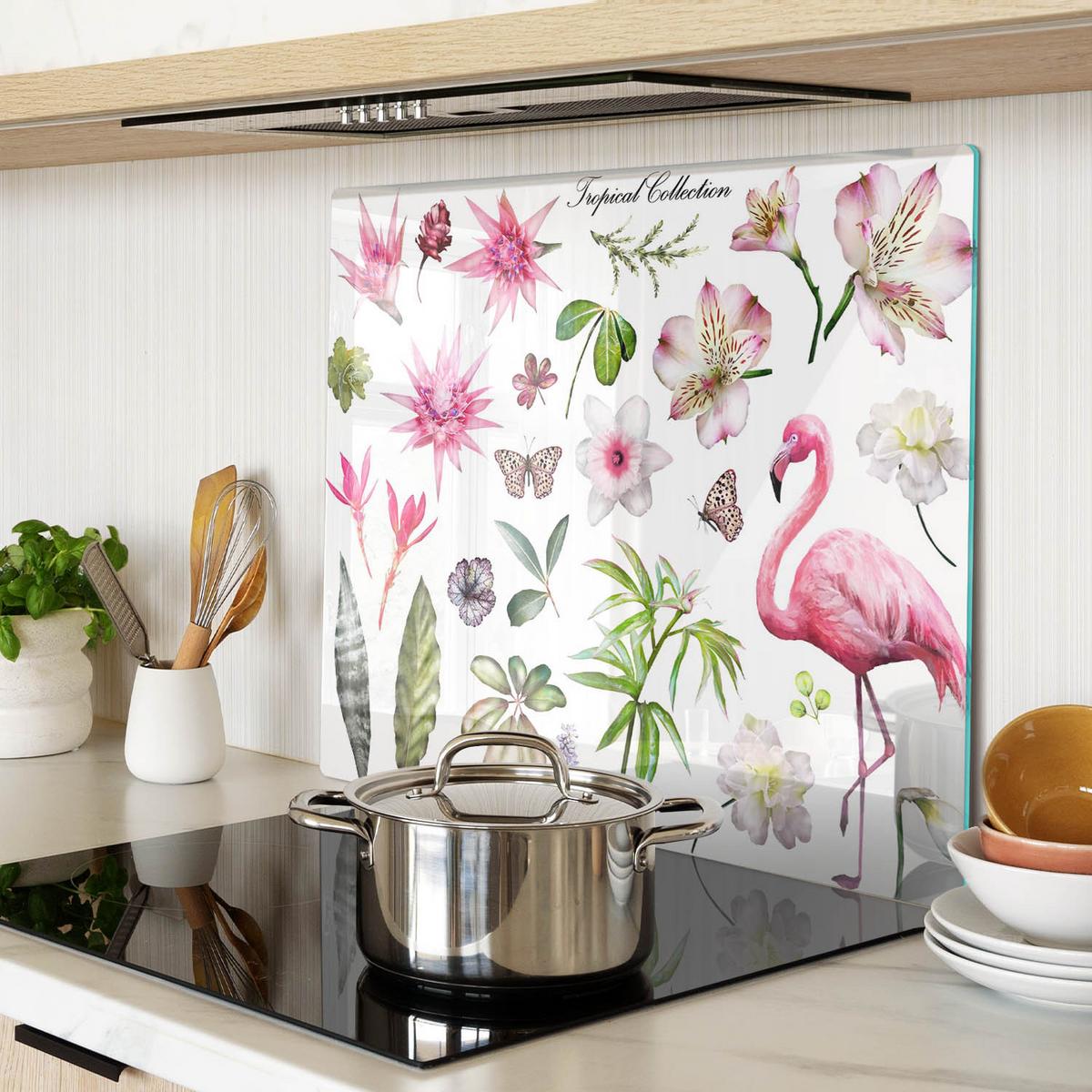 GLASPLATTE 60x52 cm Tropische Kollektion - Pink, Glas (60/0.4/52cm) - TULUP