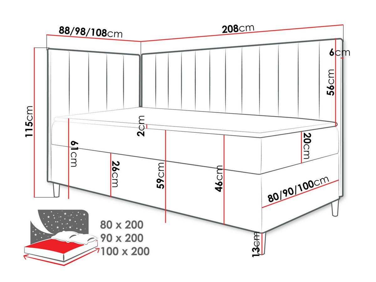 BOXBETT Maja Junior 3, Seite zum Öffnen des Bettkastens: Links - H3 - Türkis/Weiß, Holz (80/200cm) - MIRJAN24