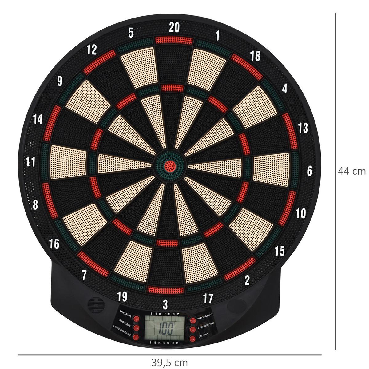 ELEKTRONISCHE Dartscheibe - Schwarz, Kunststoff (39.5/44cm) - HOMCOM