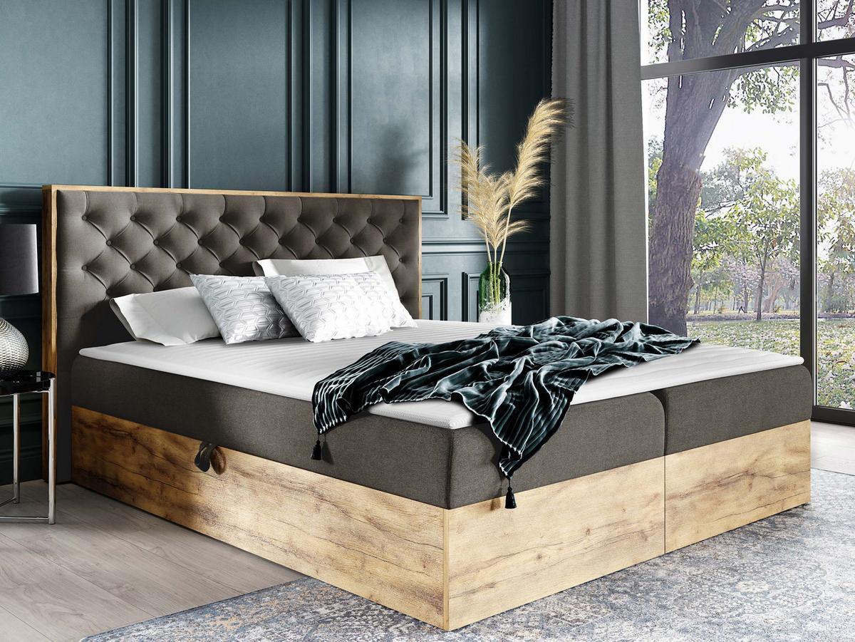 BOXBETT Wood 3 - H3 - Dunkelgrau, Holz/Textil (160/200cm) - MIRJAN24