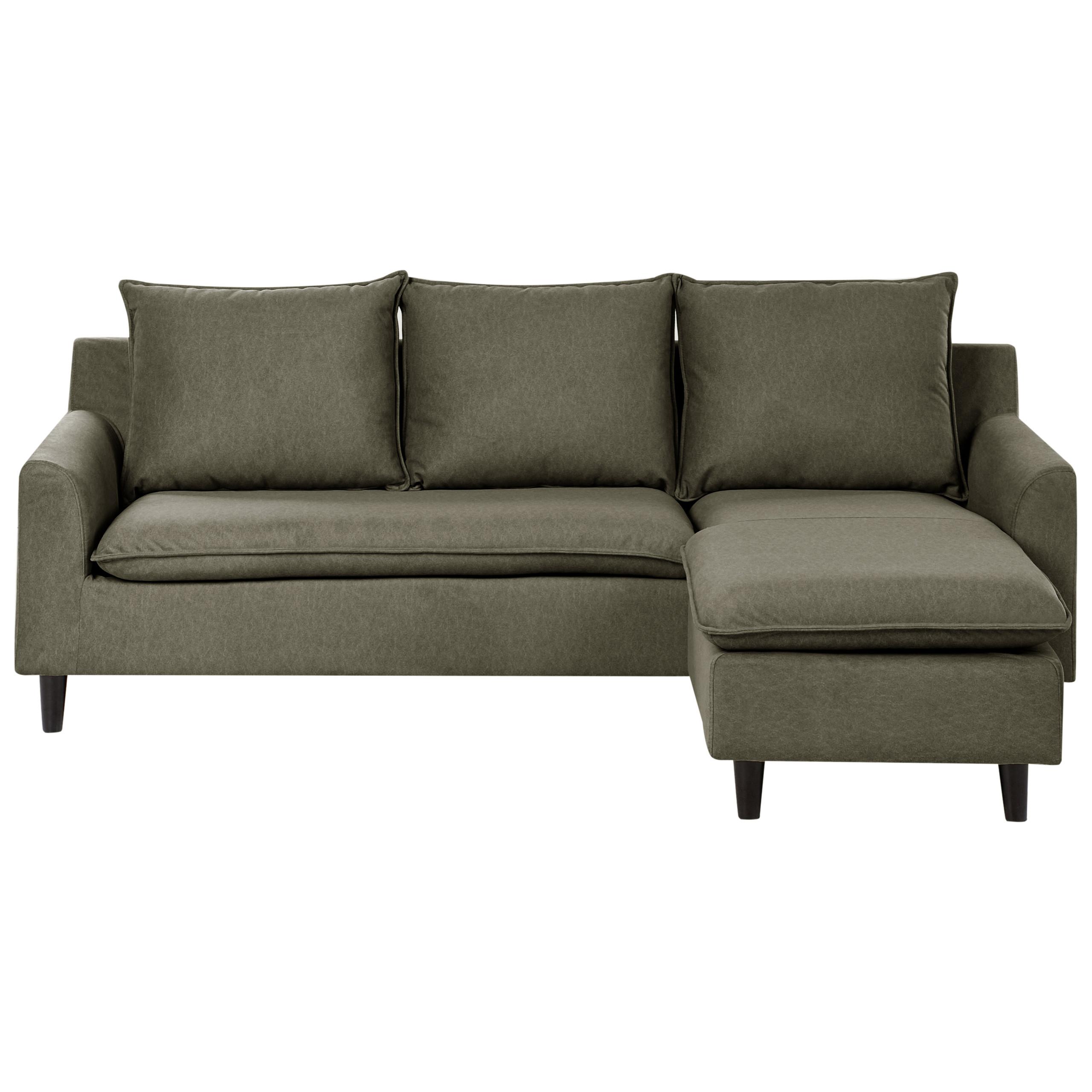 ECKSOFA 3-Sitzer Samtstoff Dunkelgrün linksseitig Elvenes - Braun/Grün, Textil (206/140cm) - Beliani