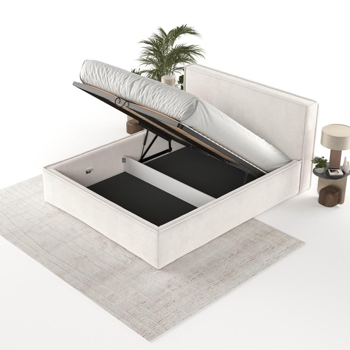 POLSTERBETT Sato mit Stauraum 140/200 cm Creme im Bonita Stoff - Creme/Schwarz, Holz/Holzwerkstoff (140/200cm) - AltaBeds