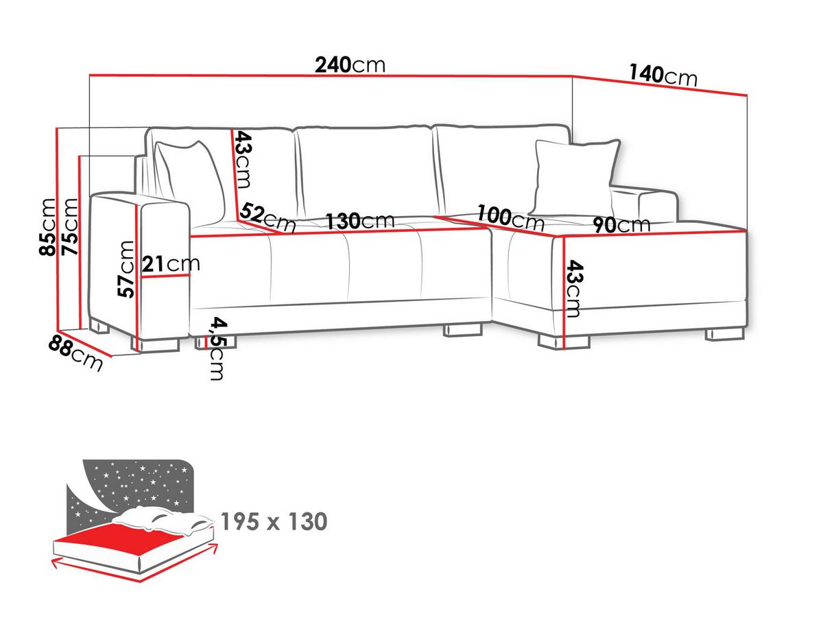 ECKSOFA Dallas, Seite: Rechts - Beige/Schwarz, Holz/Textil (240/140cm) - MIRJAN24