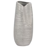 DEKOVASE Steinzeug silber Derbe - Silberfarben, Stein (32cm) - Beliani