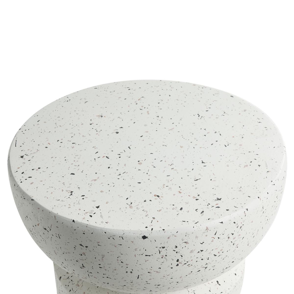 BEISTELLTISCH 37/37 cm Terrazzo Optik Cremeweiß Faliro - Weiß, Keramik (37/37/45cm) - Beliani