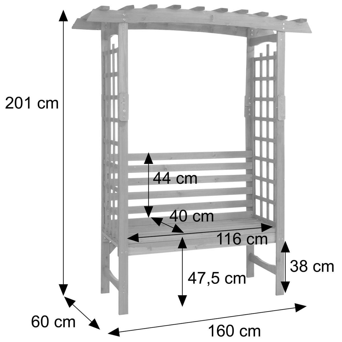 ROSENBOGEN MIT SITZBANK Braun - Braun, Holz (160/201/60cm) - MCW