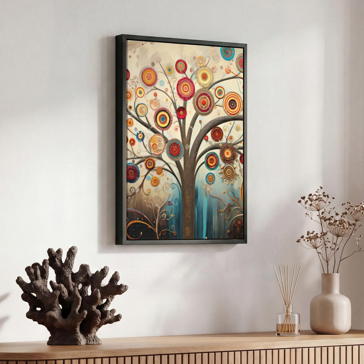 LEINWAND Bilder mit Rahmen - Baum - Baum des Lebens - Farbe - 30x40 - Braun, Textil (30/40cm) - MuchoWow