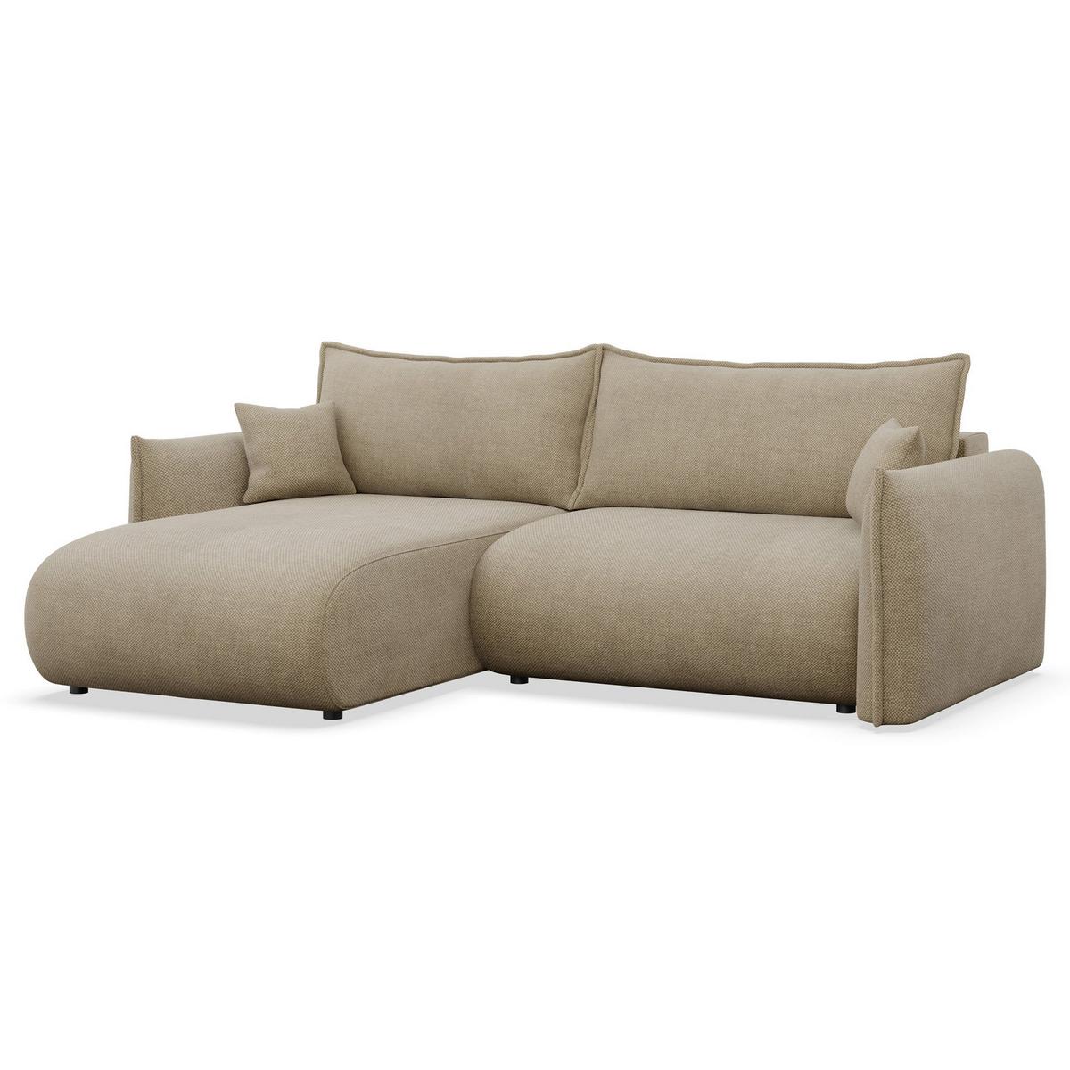 ECKSOFA Cushi Beige-Chenille - Beige/Schwarz, Kunststoff/Textil (252/183cm) - Selsey