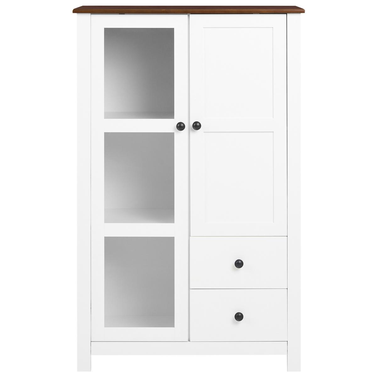 VITRINE 80 cm Weiß Pimba - Dunkelbraun, Holzwerkstoff (80/125/40cm) - Beliani