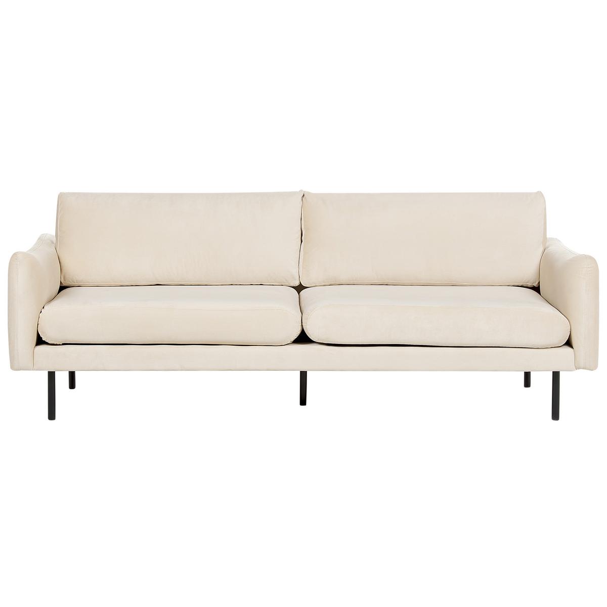 SOFA-SET 5-Sitzer Samtstoff Hellbeige mit Ottomane Vinterbro - Beige/Schwarz, Textil (220/85/85cm) - Beliani