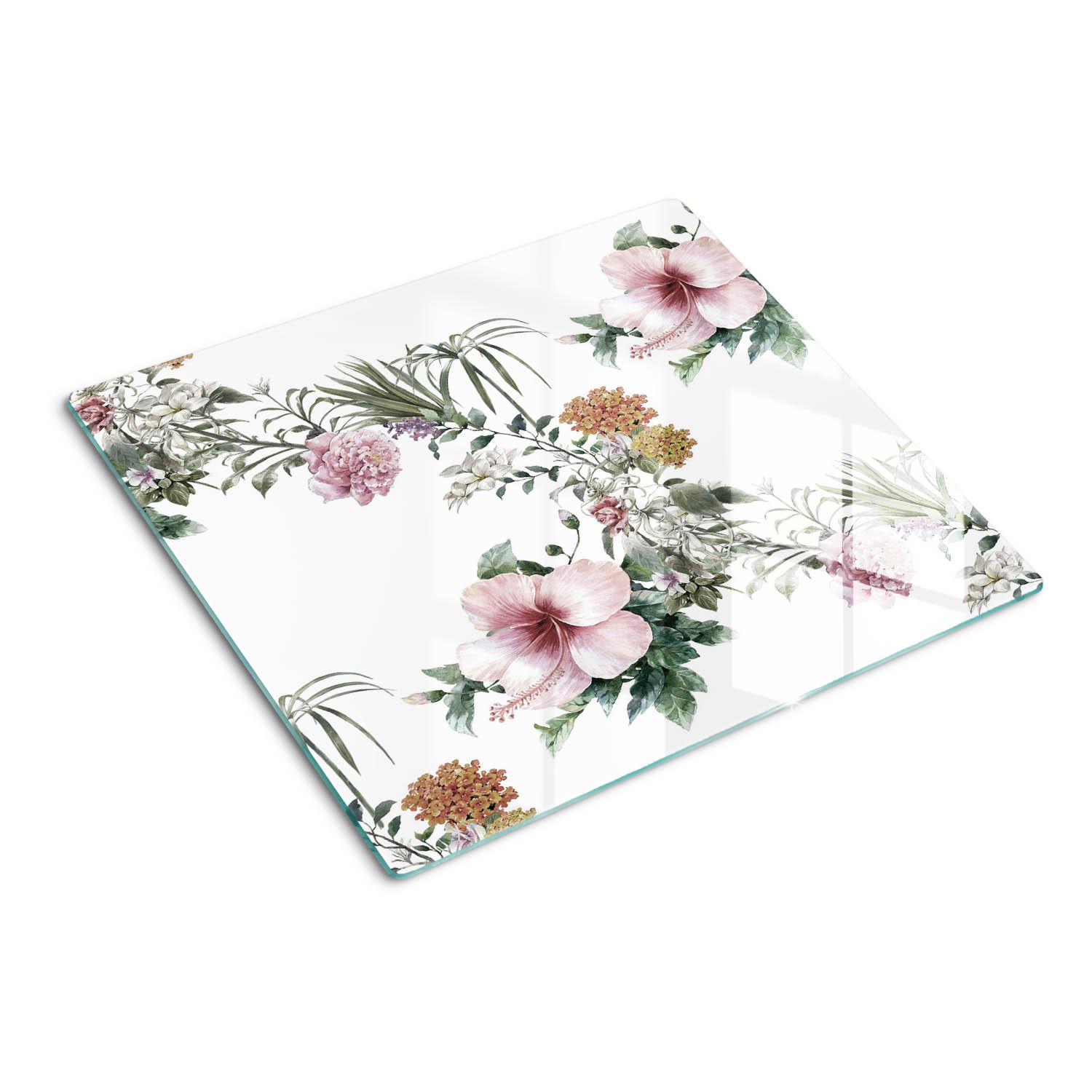GLASPLATTE 60x52 cm Blumenmuster - Multicolor, Glas (60/0.4/52cm) - TULUP