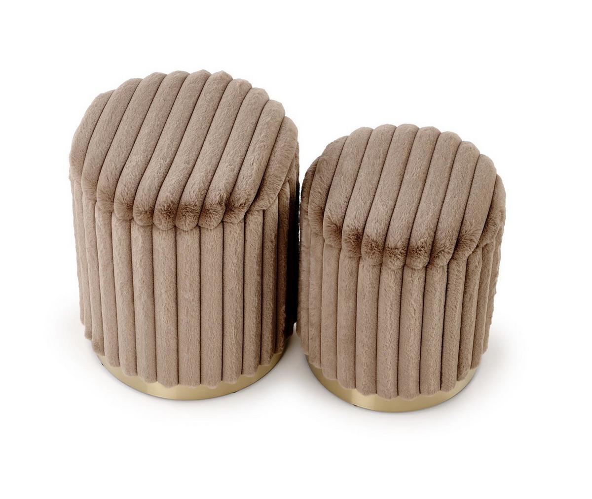 POUF-SET der gepolsterten AUREA Cappuccino - Cappuccino, Textil (40/45/40cm) - Lookway
