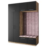 GARDEROBENSCHRANK REMA 180/240/60 cm Modern Garderobe-Set Eiche Lefkas - Eichefarben/Lila, Holzwerkstoff (180/240/60cm) - MASSENO
