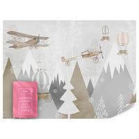 FOTOTAPETE für Kinderzimmer Flugzeuge Bergen Bäume 150x105 - Beige/Braun, Papier (150/105cm) - Muralo