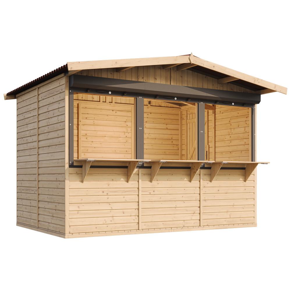 MARKTBUDE Holz M150AZ Holz Gartenhaus, Marktbude Holz - 263 x 336 cm / 6 m² - Beige, Holz (336/232/263cm) - Timbela