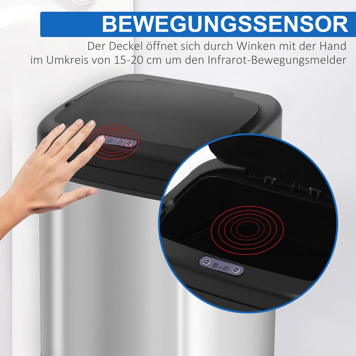 ABFALLEIMER 20L Silber, Schwarz - Silberfarben, Kunststoff (25/42.5/33cm) - HOMCOM