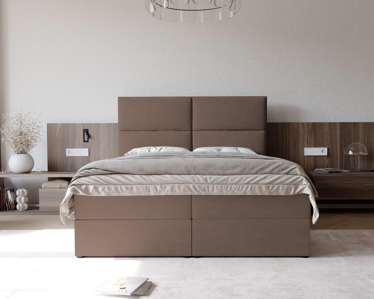 BOXBETT 120x200 cm mit Topper - Braun, Holzwerkstoff/Textil (120/200cm) - Idohome