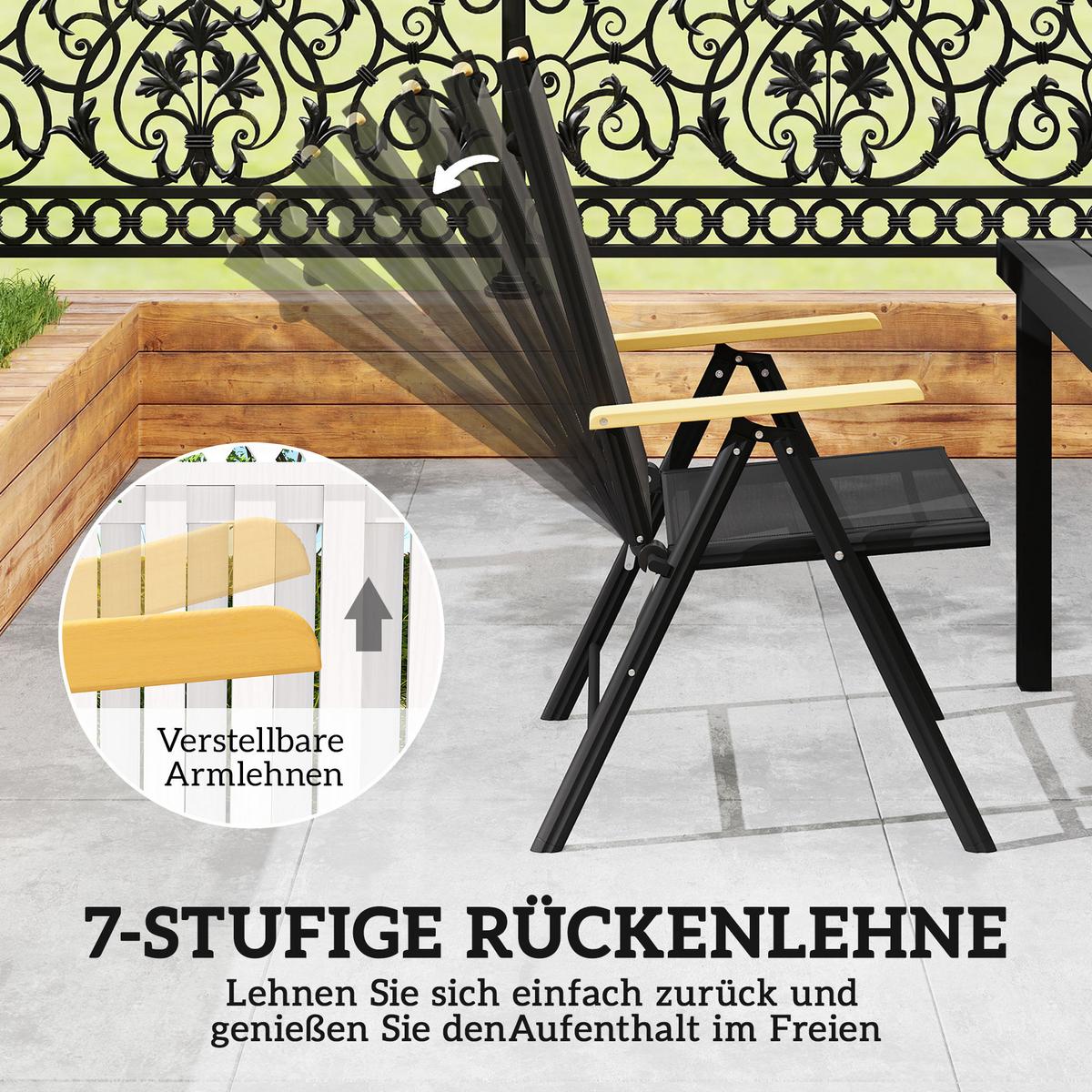 SITZGRUPPE für 6 Personen, Schwarz - Schwarz, Metall - Outsunny