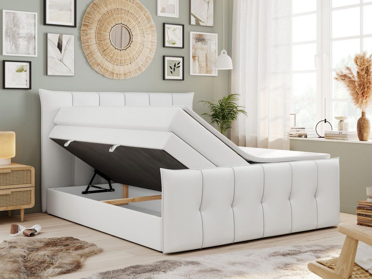 BOXSPRINGBETT PREMIUM 11 KING 120/200 Weiß Kunstleder - H4 - Weiß, Holz/Textil (120/200cm) - MKS