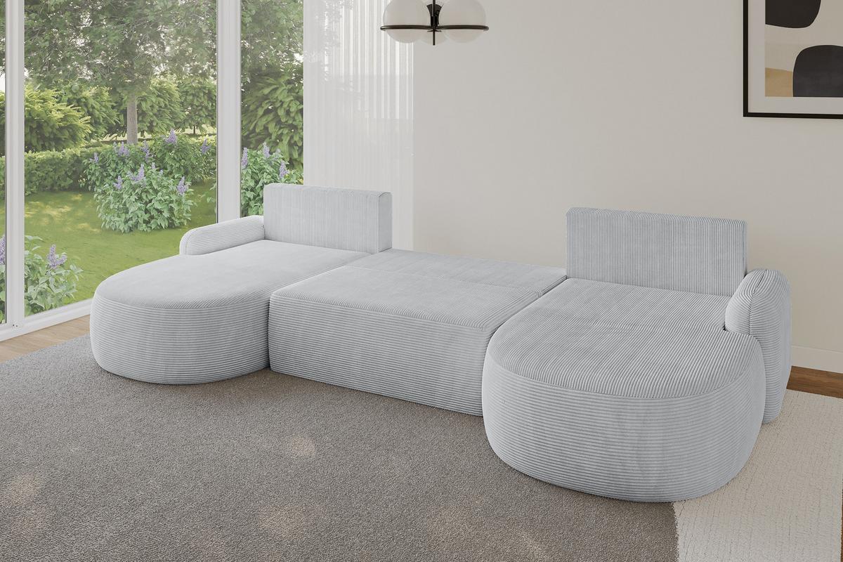 WOHNLANDSCHAFT mit Schlaffunktion und Bettkasten LIRA-U - 335x172x89 Grau - Graphitfarben, Holzwerkstoff/Textil (335/89/172cm) - ALTDECOR