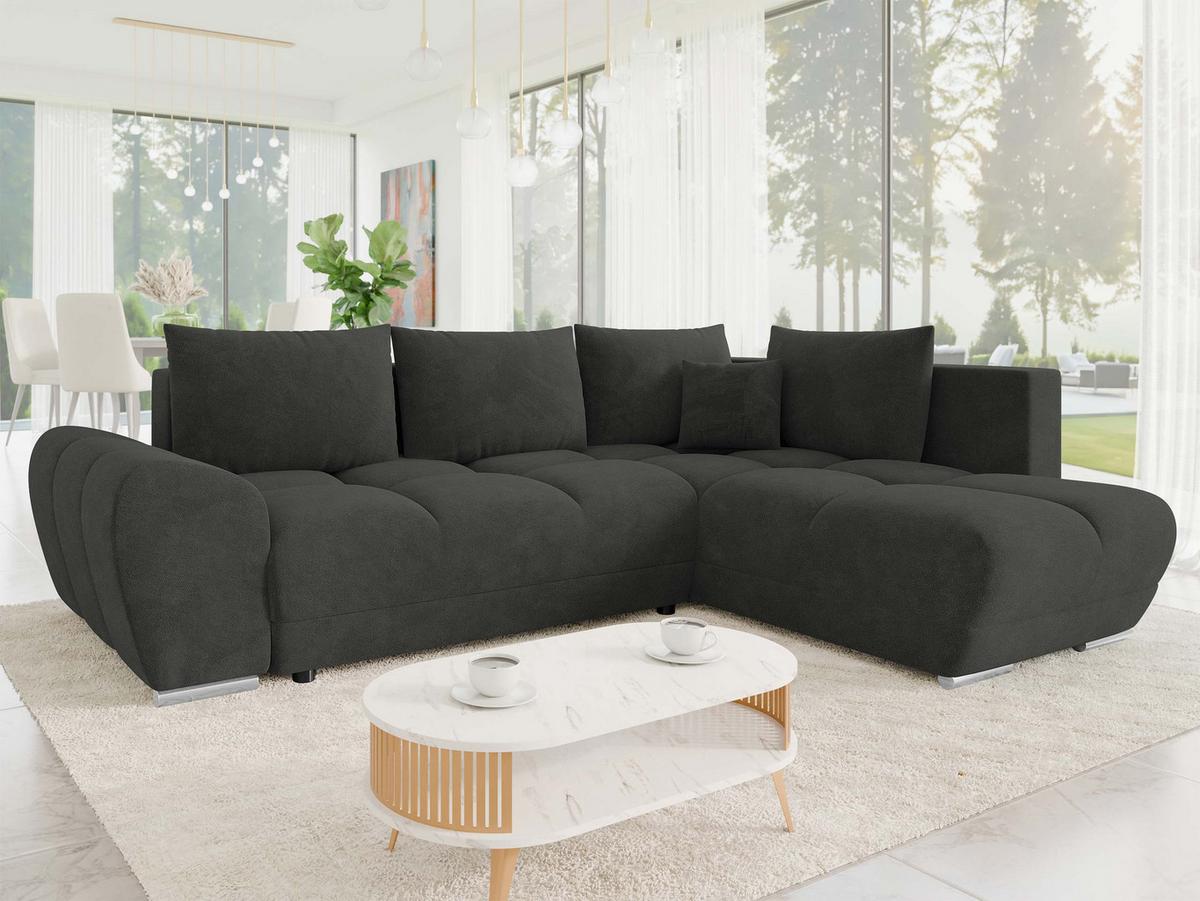 ECKSOFA Forest, Seite: Rechts - Schwarz, Holz/Kunststoff (290/183cm) - MIRJAN24