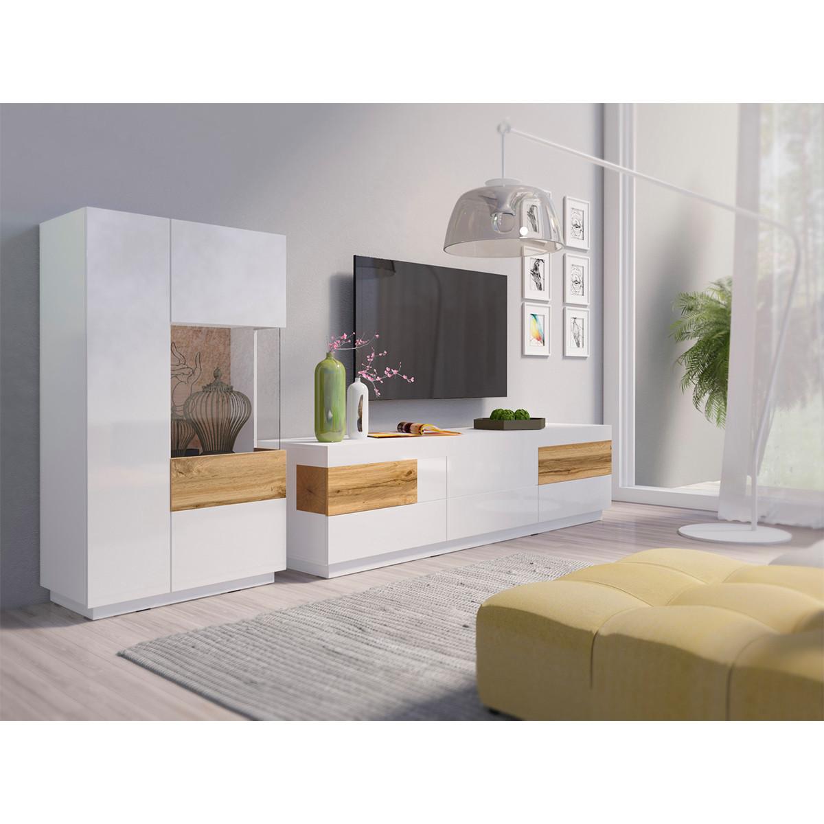GESCHIRRSCHRANK Andrea Weiß und Holz - Weiß, Holzwerkstoff (80/139/40cm) - Petits-meubles